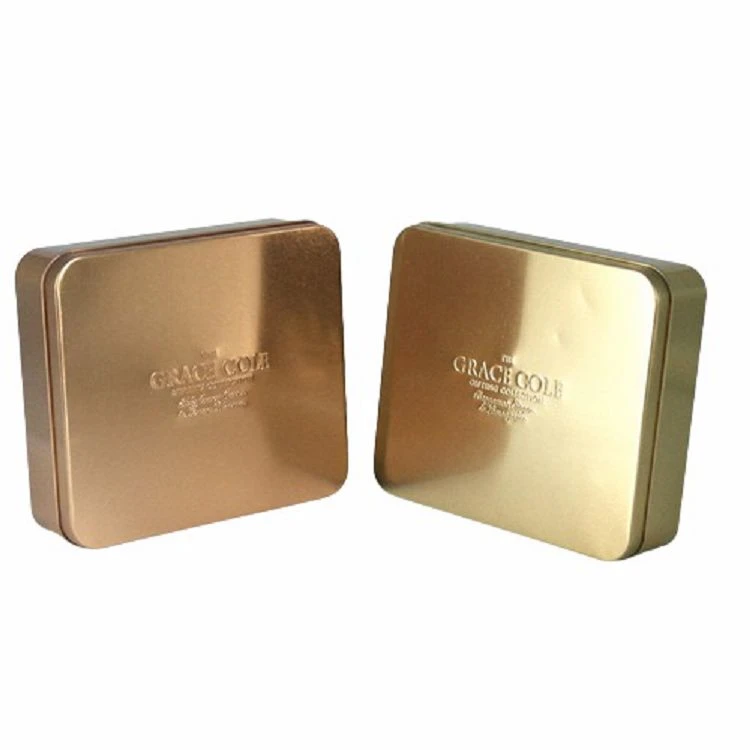 Gold Square Metal Tin Box Gold Square Metal Tin Box